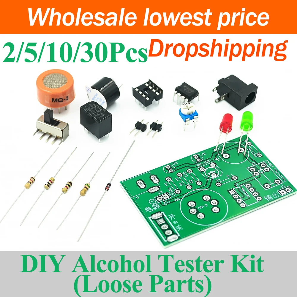 2/5/10/30Pcs MQ-3 Alcohol Tester Kit Drunk Driving Detector MQ-3 Alcohol Sensor Module DIY Electronic Loose Components Parts