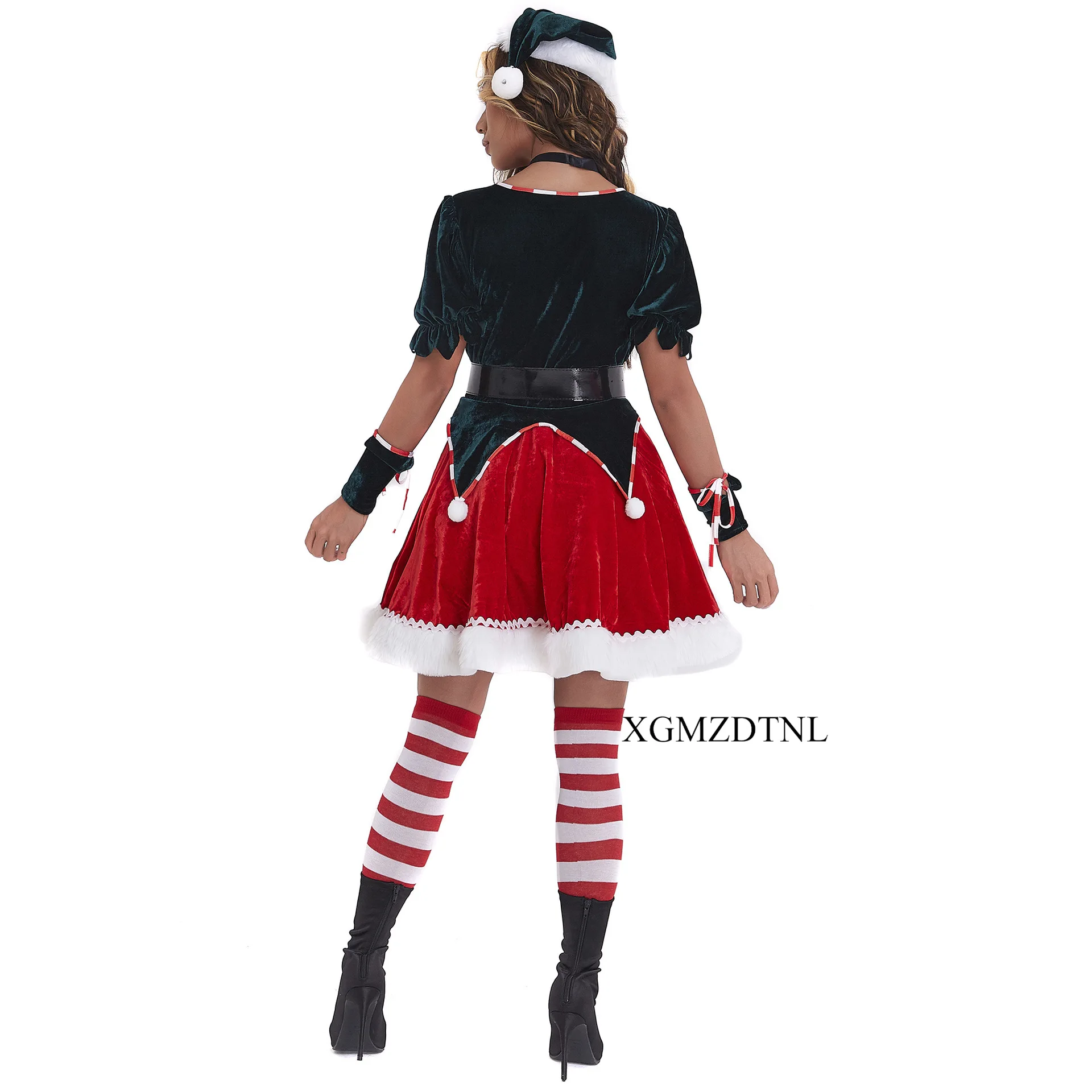 Weihnachts kostüm Frau Plüsch Santa Claus Göttin Samt Kleid Bühnen performance Neujahr Party sexy Anzug mit Hut 2024