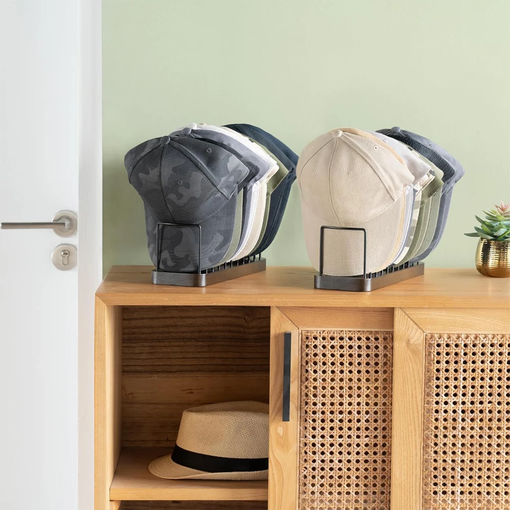 Picture 6: Hat Holder Baseball Cap Racks Stackable Hat Organizer Stand for Baseball Caps Display and Organizer Store Display Wooden Durable