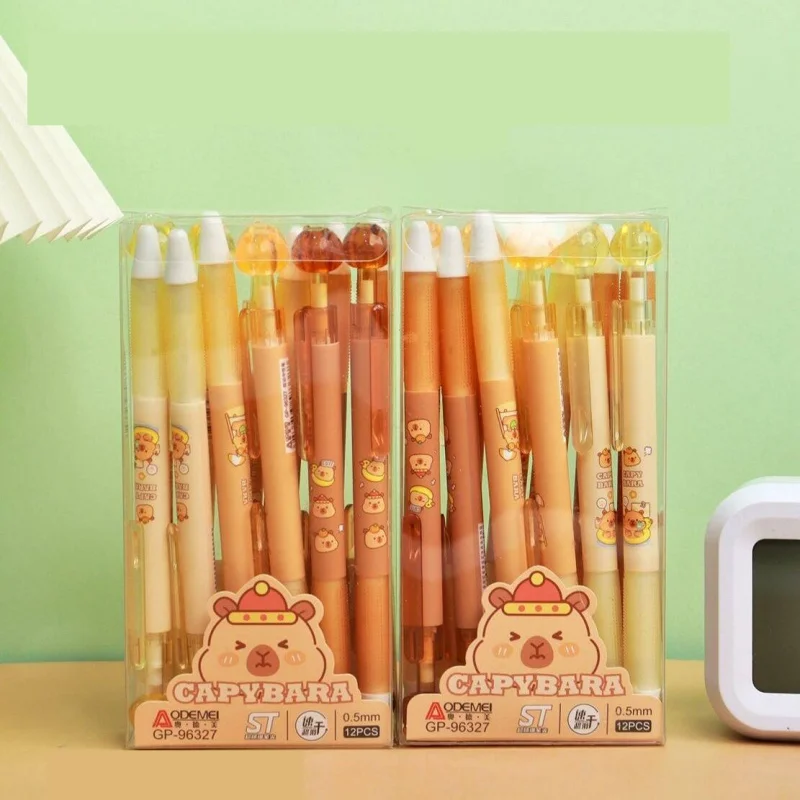 

36pcs/lot Creative Capybara Press Gel Pen Cute 0.5mm Black Ink Neutral Pen Gift Stationery Office School Supplies