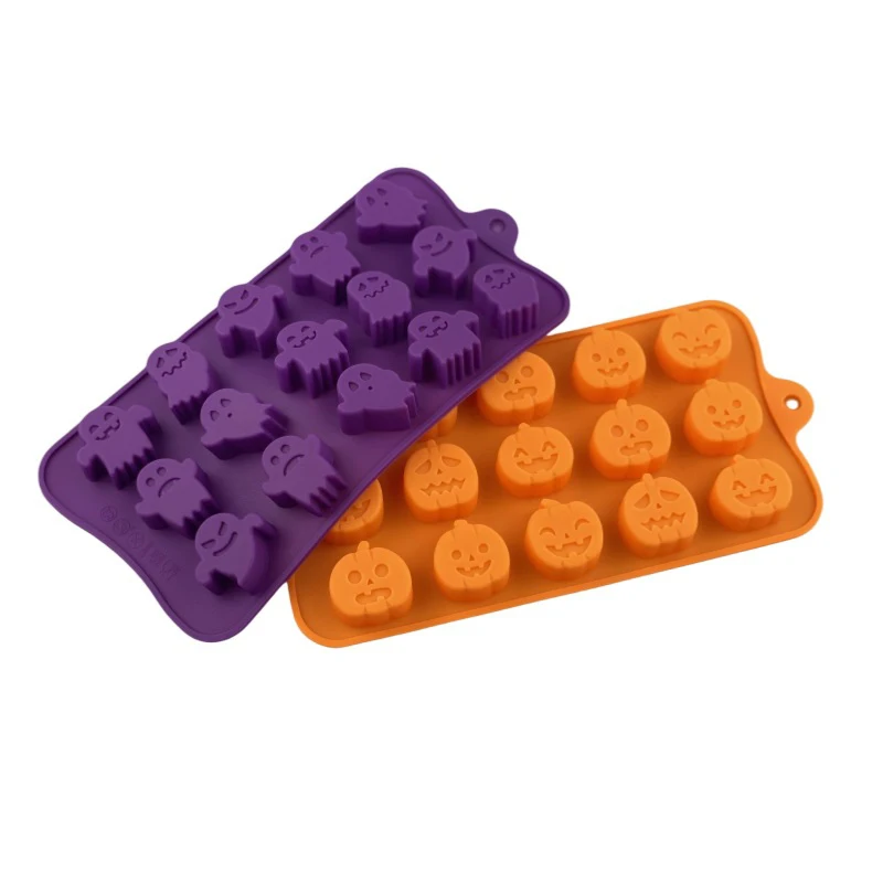 2 pezzi zucca di Halloween stampo in Silicone fantasma biscotto al cioccolato stampo per caramelle festa di Halloween strumenti di cottura fai da te decorazione per torte