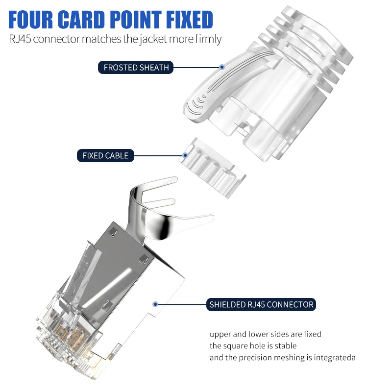 10PCS/lot RJ45 Connector Network Cable Connector Cat8 Cat7 RJ45 Plug Shielded FTP 8P8C Network Crimp Connectors 1.45mm