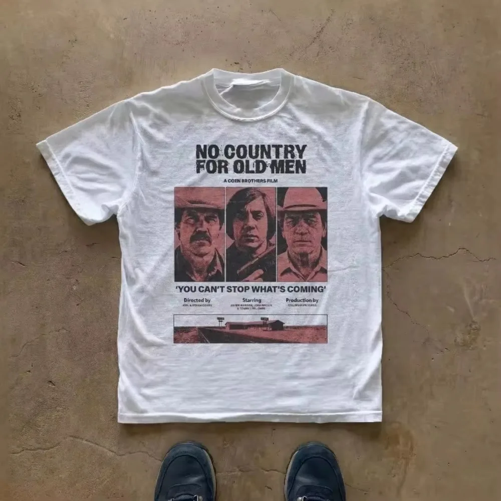 2026 New No Country for Old Men Oversized Unisex Streetwear T Shirt Family Matching Vintage Movie Poster Print Short Sleeve Tee