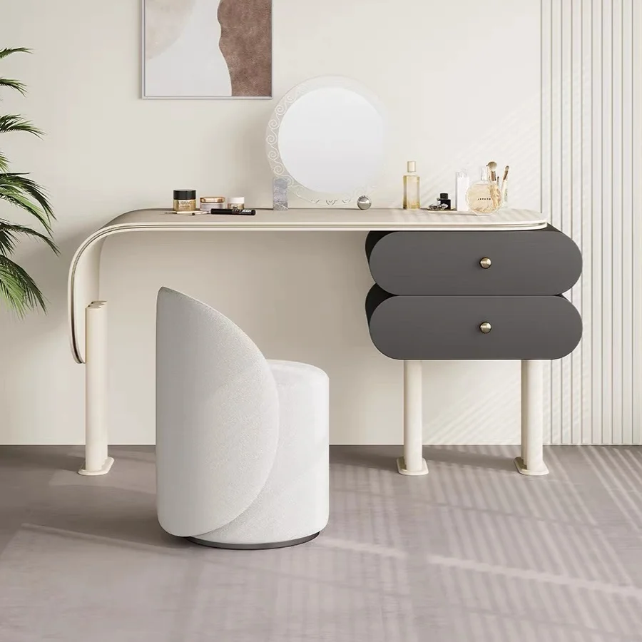 Advanced Luxury Solid Wood Dressing Table Simple Storage Bedroom Console with Mirror for Makeup Light Luxury Vanities