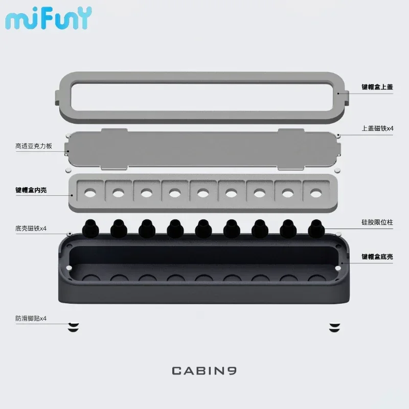 MiFuny Cain9 Key Cap Storage Compartment Moisture and Dust Prevention Customized Magnetic Attraction Colorful Key Caps Storage