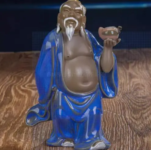 Decoration of Chinese put pieces of  Statue Ceramic Figure---Shiwan Kiln,Dongfang Shuo picking peaches