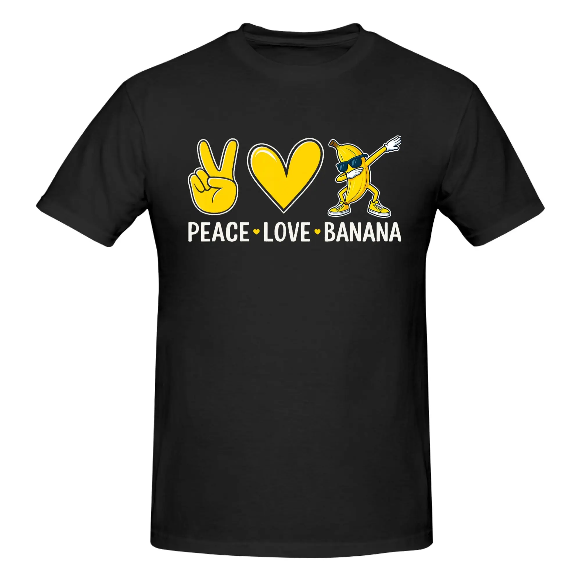 1 Piece Peace Love & Dab Graphic 100% Cotton T-Shirt Banana Dabbing Tops Tees For Men