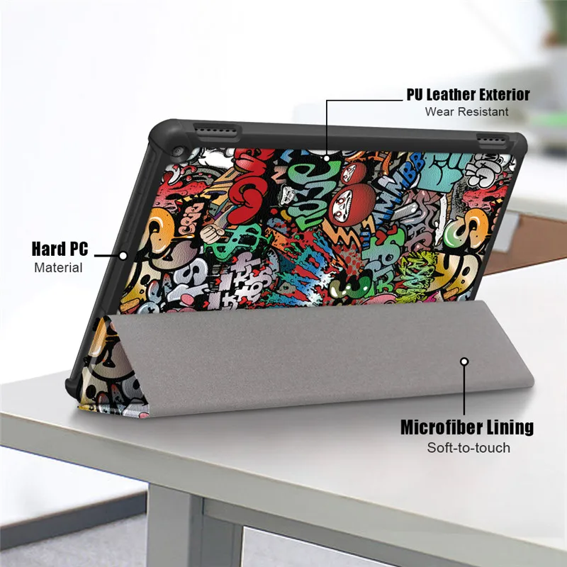 For Amazon Fire HD 7 Case 2017 2019 7th 9th Gen 7'' Tri-Fold PU Leather Stand Cover Sleep/Wake Shockproof Kindle Fire Funda