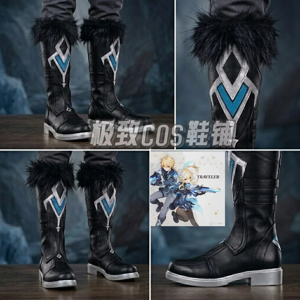 Genshin Impact Aether Lumine Traveler Snezhnaya Cosplay Shoes Winter Hunt Boots Halloween Party Costume Accessories Custom Made