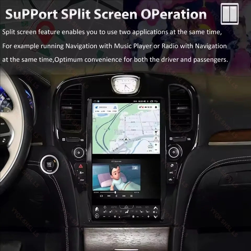 AI Voice ControlScreen Android Car Radio Stereo Receiver For Chrysler 300C 2013~ 2019 GPS Navigation Audio Recorder Head Unit