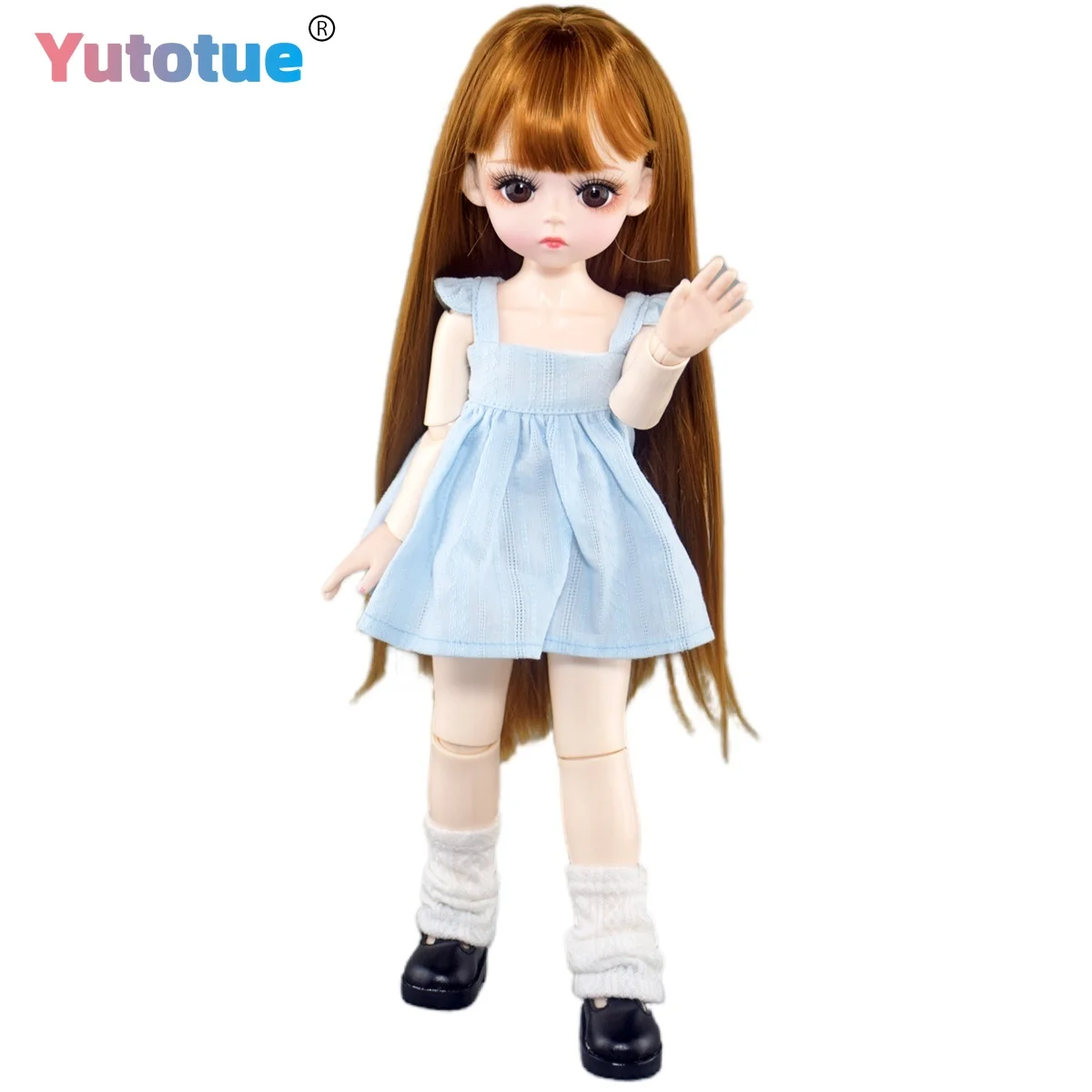 

YUTOTUE 30cm Height Girl Doll with Makeup Face Dress Shoes Straight Hair Wig Full Set Toy Cute BJD Doll