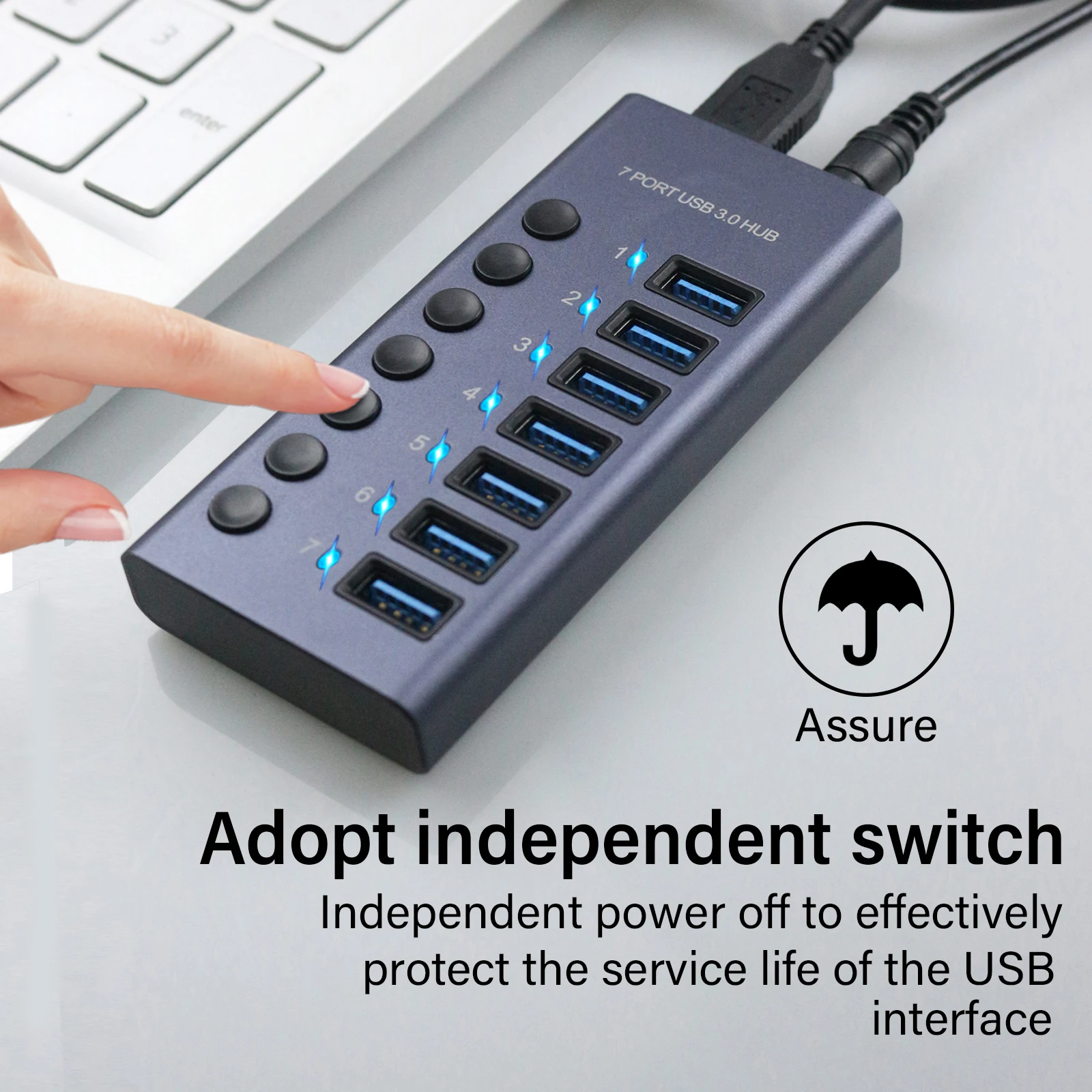 AIXXCO USB3.0 Hub interruptor  - Usb Hub Gaming reseña y precio