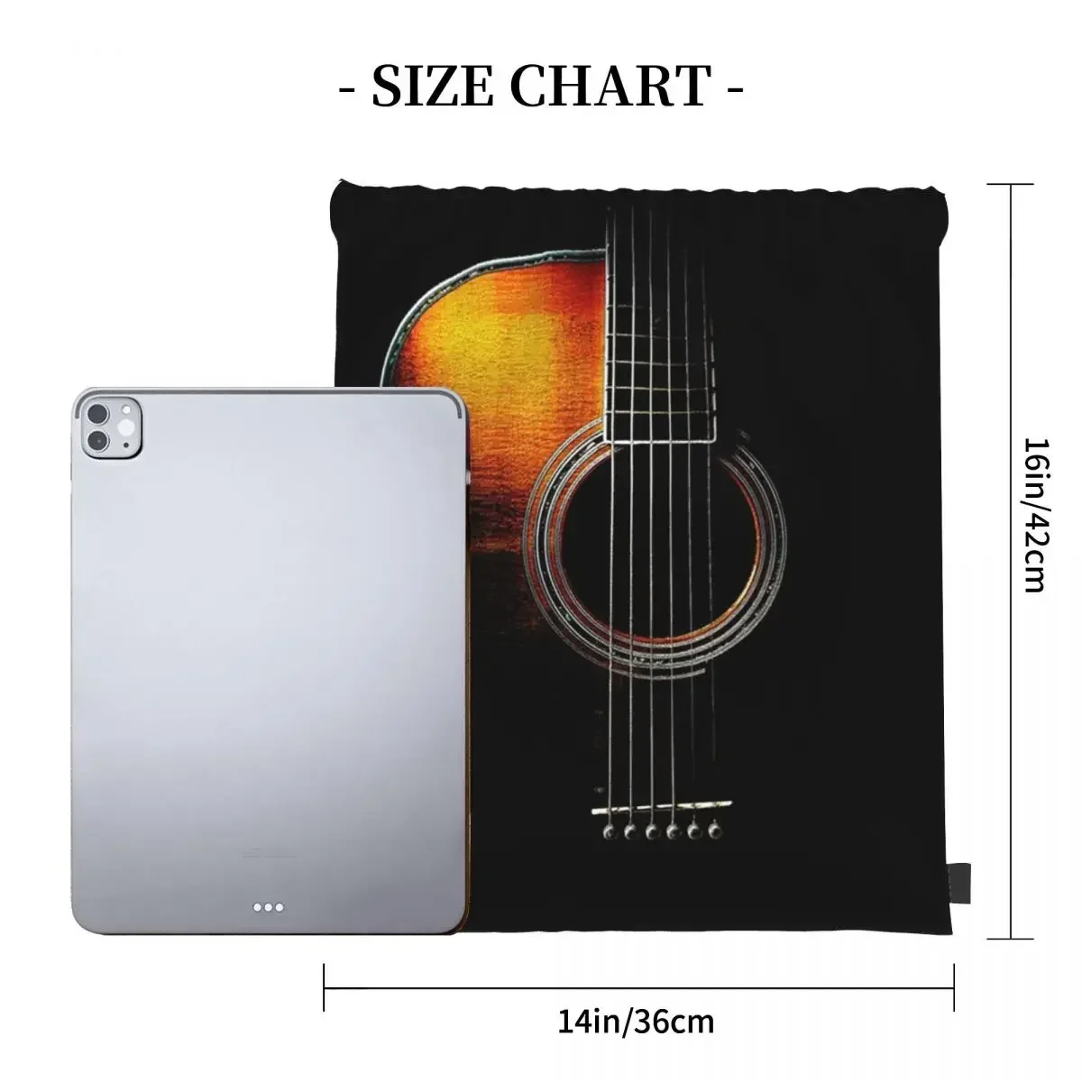 Colour Acoustic Guitar Hi-Lite Backpacks Drawstring Bags Drawstring Bundle Pocket Sundries Bag BookBag For Man Woman Students