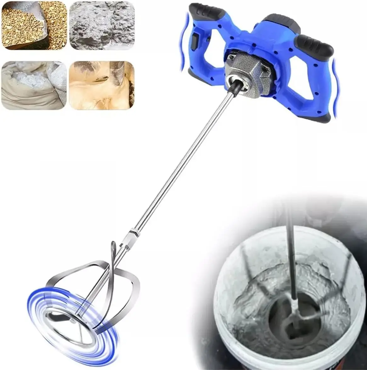 

DayPlus 2600W Concrete Electric Mixer Machine Paddle Mixer,1700 U/min 6 Speed Adjustable Paint Mixer, M14 Threaded Rod,2M Cable