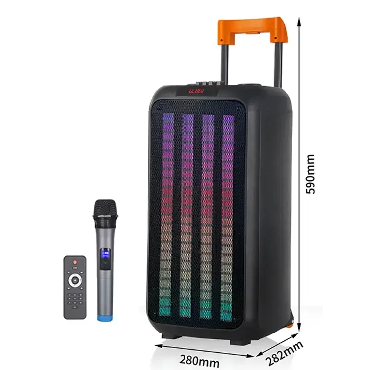 

Portable Hifi Bass Outdoor Party Box Professional Speaker Karaoke Machine Dual 8 Inch Horn Trolley Speaker Plastic Computer