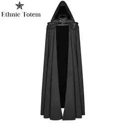 Capa Medieval con capucha para adultos, disfraz de Cosplay de Assassin con hebilla Vintage para Halloween, caballeros del mago del diablo, bata de 2 piezas