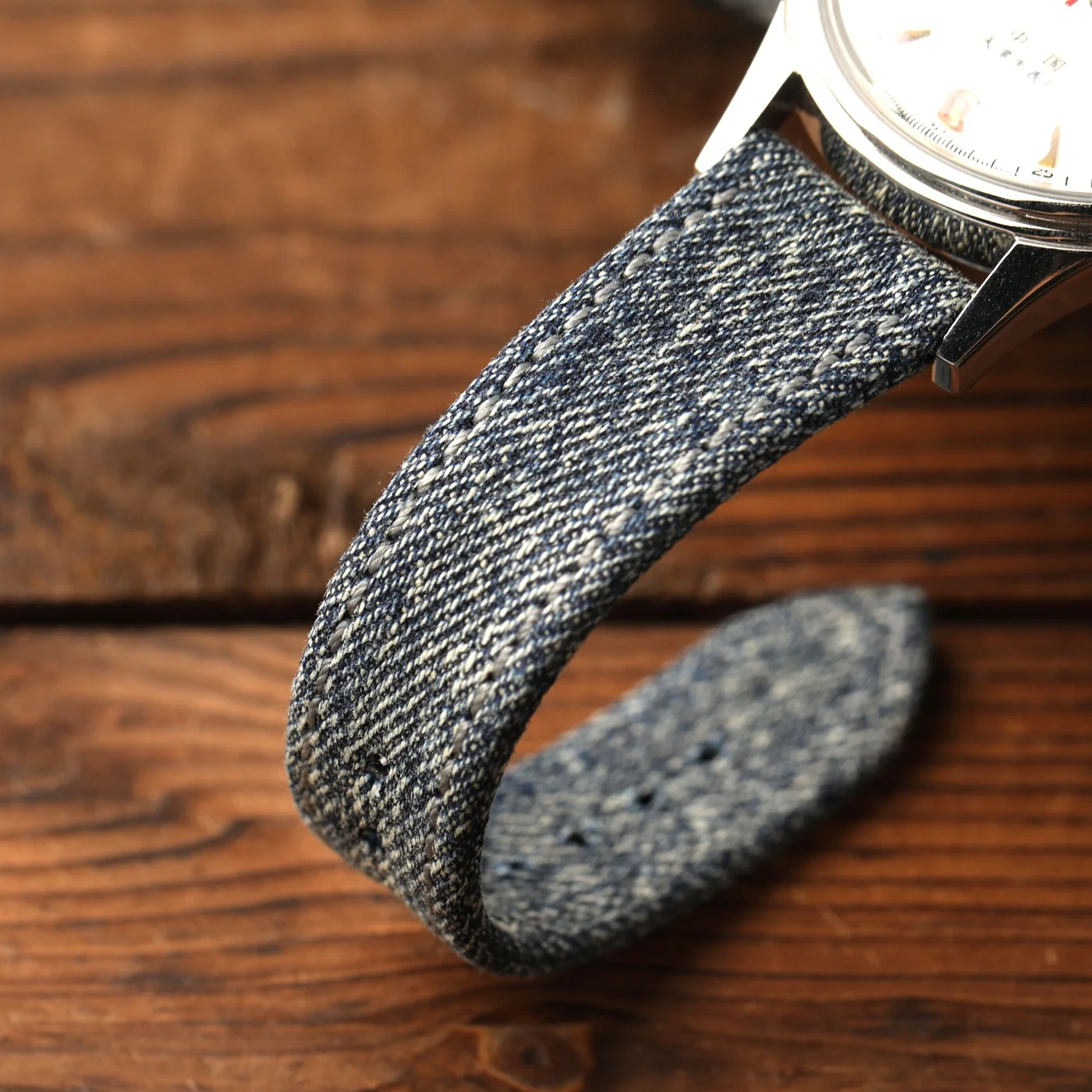Handmade Japanese Gangshan denim strap 18 19 20 21 22MM front and back canvas bracelet, quick release retro men's Watchband