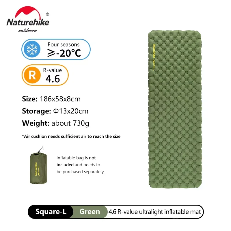 Naturehike Opblaasbare Mat Ultralichte 5.8 Hoge R-Waarde Warm Slaapkussen Draagbare Outdoor Campingtent Enkele Vochtbestendige Matten