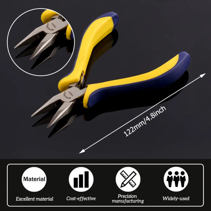 1Pc Polishing Carbon Steel Bent Nose Pliers with Rubber Grip For Jewelry Making Tool Handcraft DIY Forming Repair Accessories