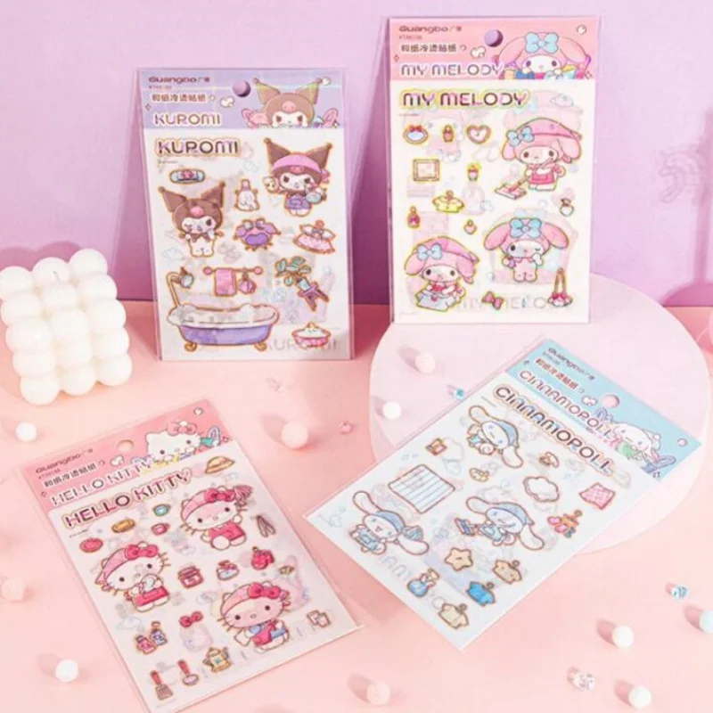 

24pack/lot Sanrio Kuromi Melody Kitty Stickers Cute Scrapbooking DIY Diary Decorative Cup Waterproof Sticker Stationery Label
