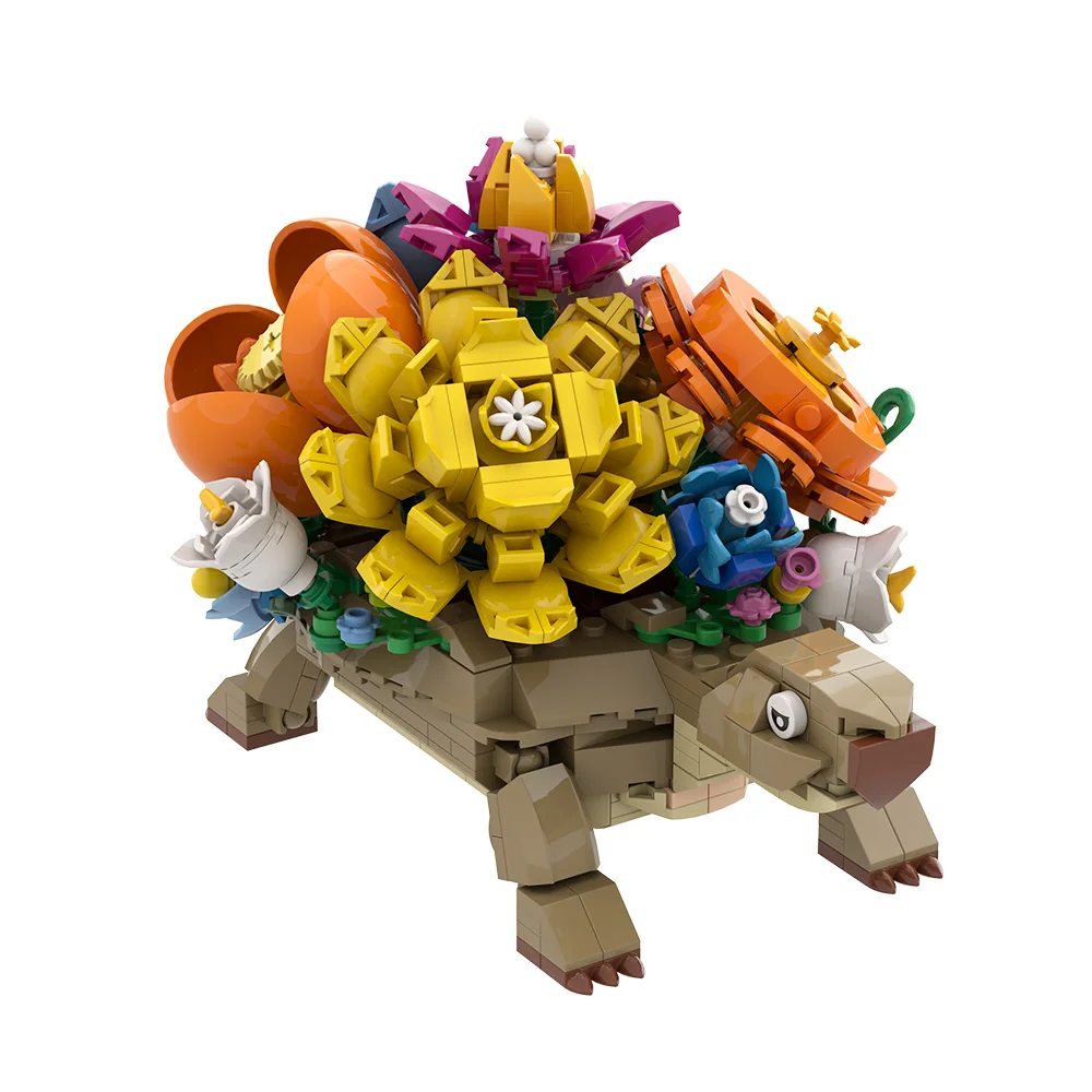 

MOC Turtle Planter Model Building Blocks Sets Animal Turtle Flower Plant Pot Brick Creative Toys Adult Gift