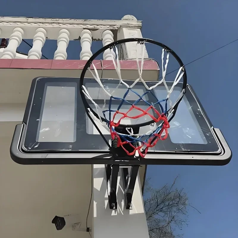 

Wall Mounted Steel Basketball Hoop With Tempered Glass Backboard Pro Breakaway Rim For Home