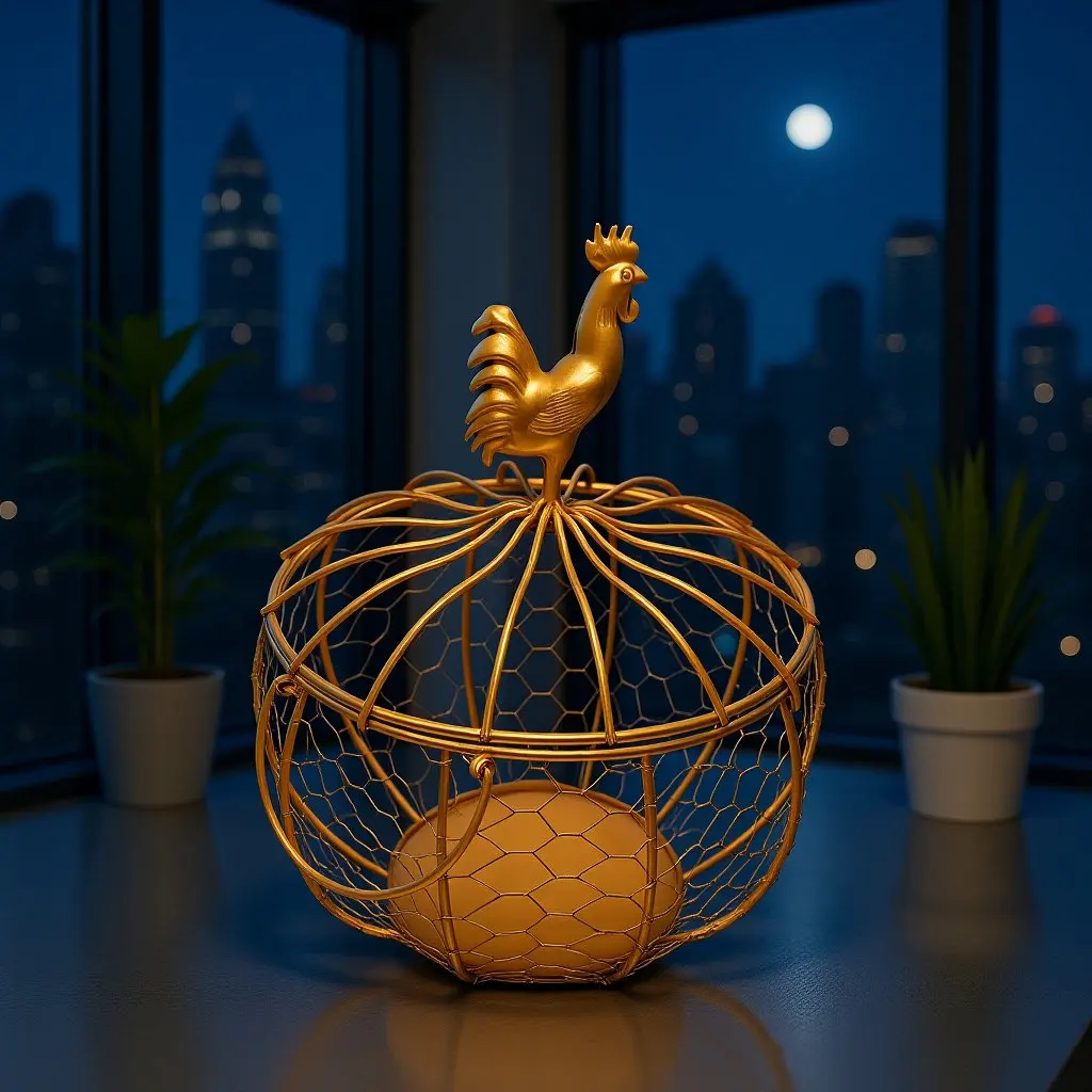 Metal Chicken Wire Egg Basket Decorative Holder For Farmhouse Kitchen Decor Christmas Table Decor Gold Rustic