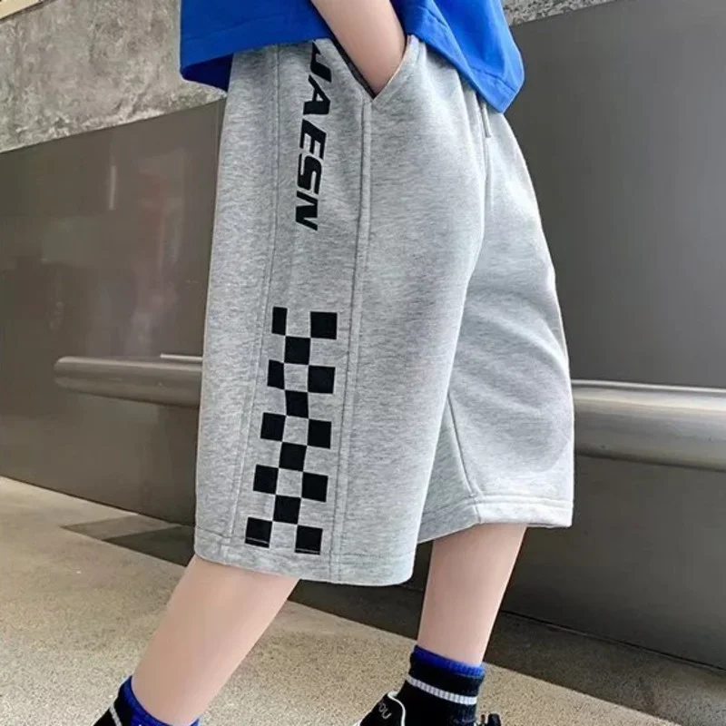 Fried Street Boy's Middle Pants Middle-aged Children's Sports Casual Shorts Summer Thin Thin Loose Children's Cropped Pants Tide