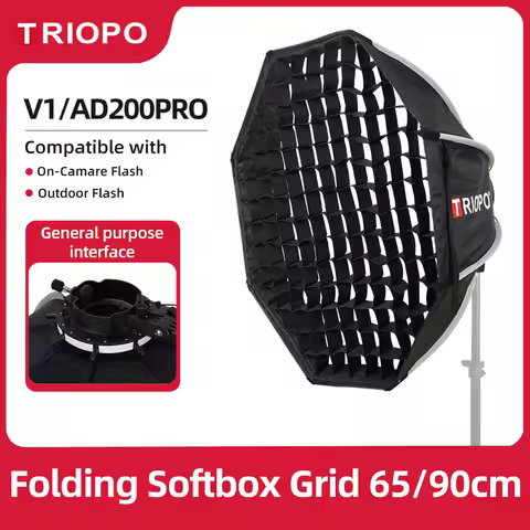 Triopo KX65 65cm/90cm Speedlite Octagon Umbrella Softbox + Honeycomb Grid Outdoor Flash Soft Box for Godox V1 Speedlite Softbox