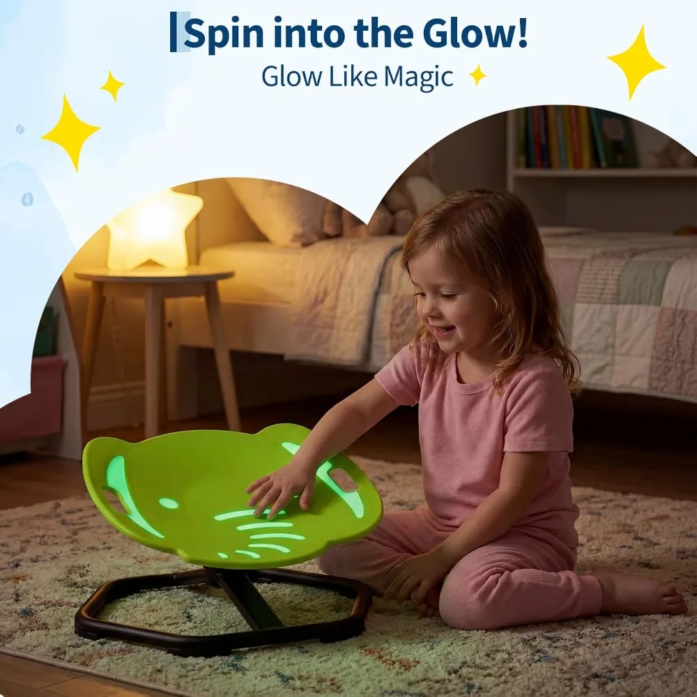Ergonomic Swivel Sensory Chair Spinning Chair Elephant Design Anti-Slip Base & Durable Plastic Manual Use Needed Glow-in-the-Dark for ADHD Ideal Gift for Autistic Boys