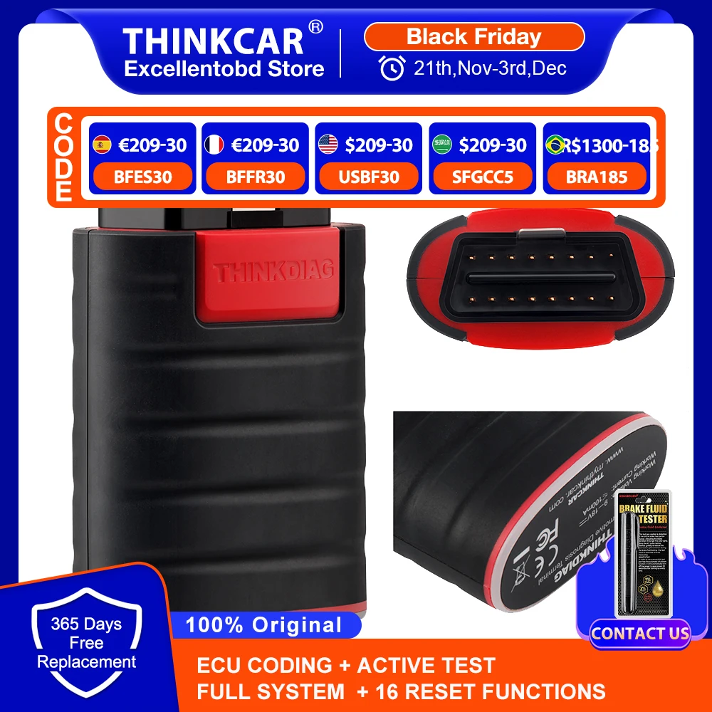 

THINKCAR Thinkdiag HOT Version All System Diagnostic Tool 16 Resets Service ECU Coding Active Test OBD2 Scanner 1 Year Free