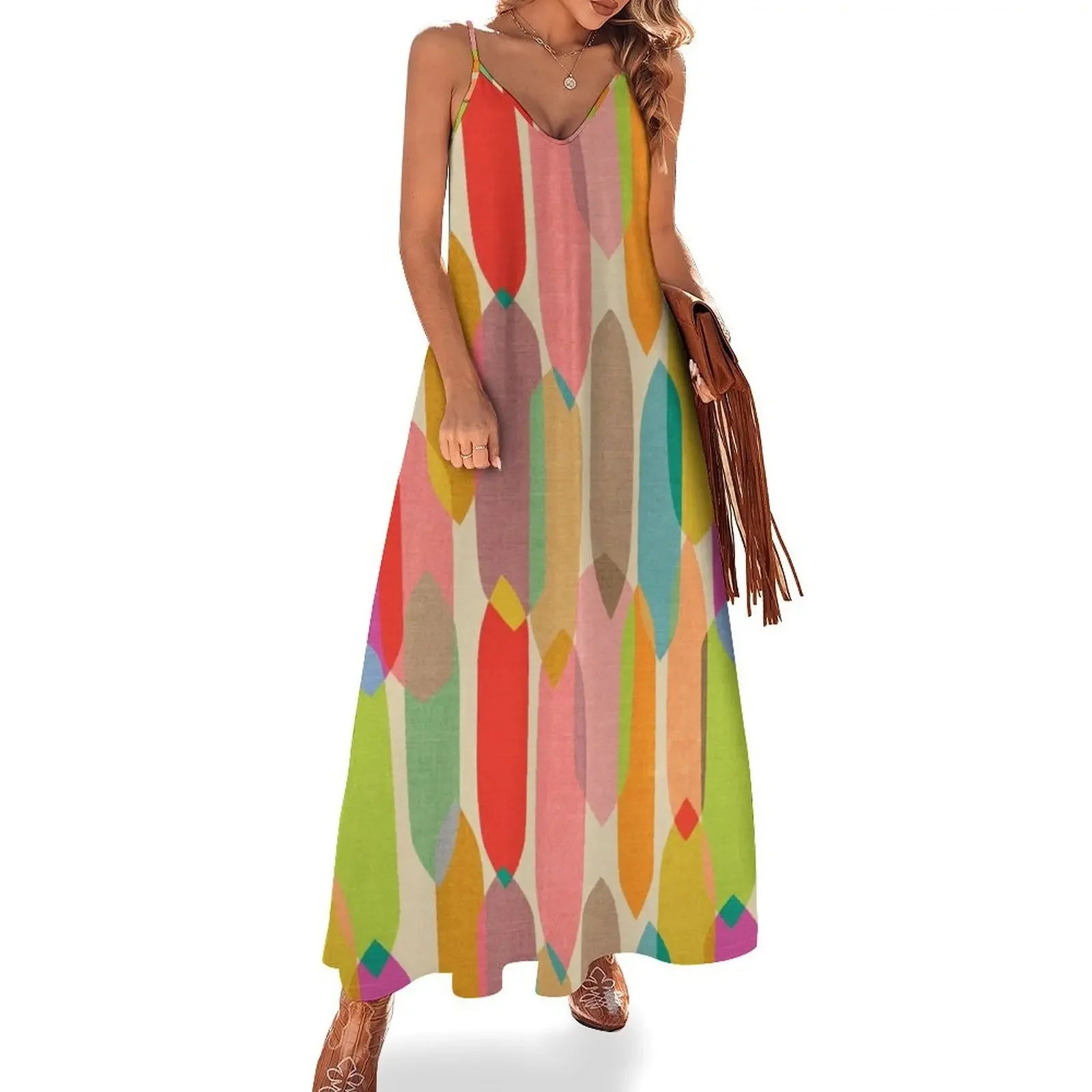 

Mid Century Droplets Kaleidoscope Sleeveless Dress women's summer jumpsuit Party dresses Evening dresses Dress