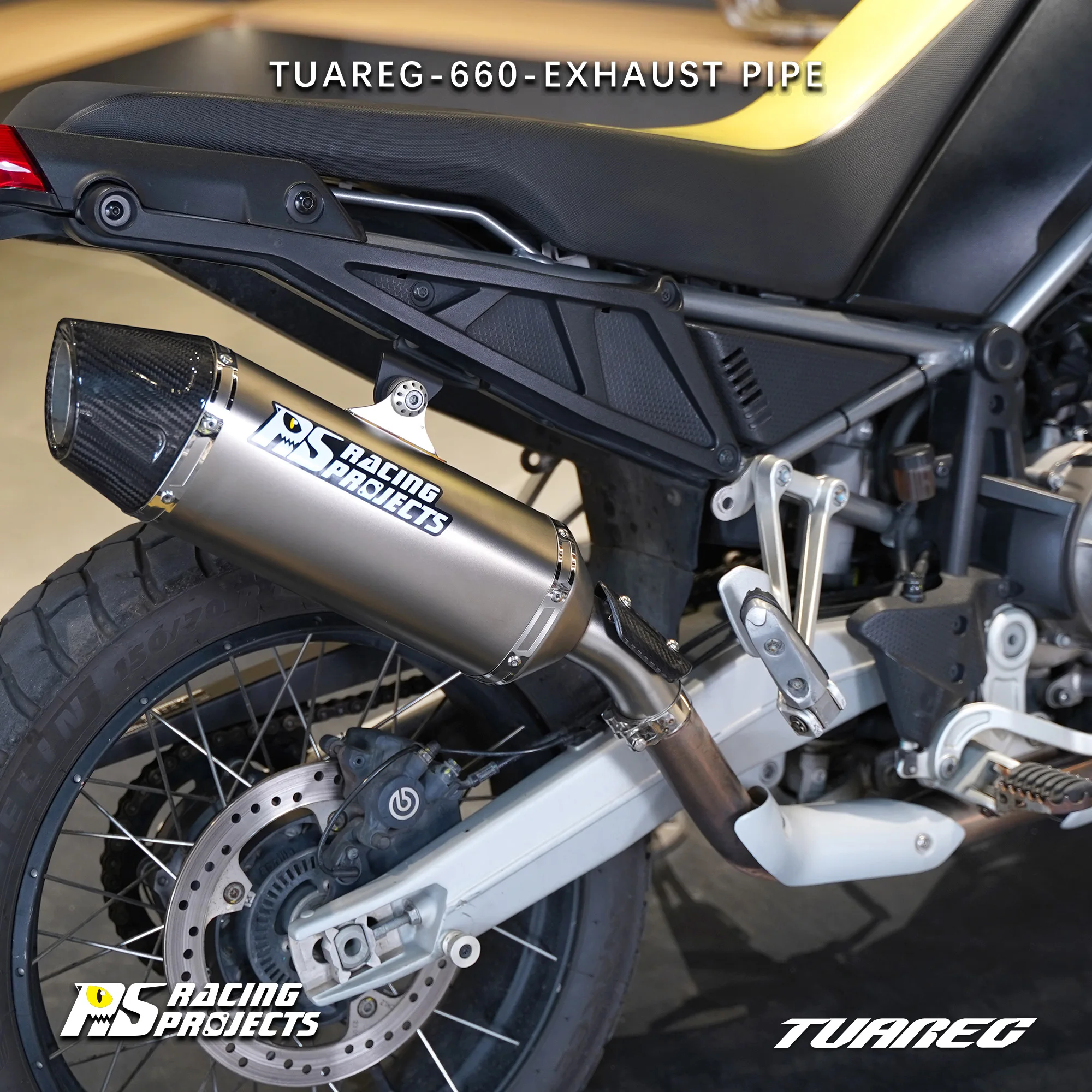 

For Aprilia Tuareg660 2022-2026 Motorcycle Slip On Exhaust Muffler Middle Link Pipe Carbon Fiber Heat Shield Removable DB Killer