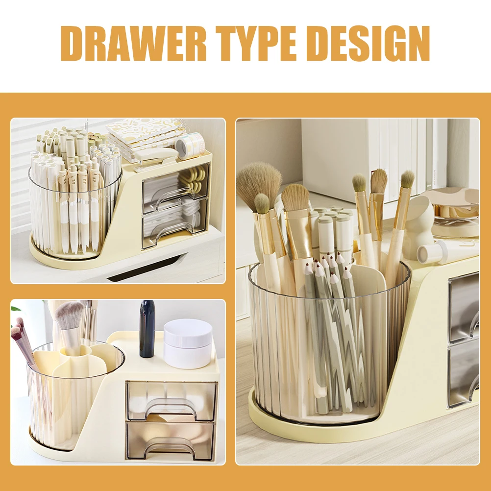 

Rotating Desktop Drawer Pen Holder Organizer White 360 Degree Spinner Stationery Storage Supplies Desk Tidy Office