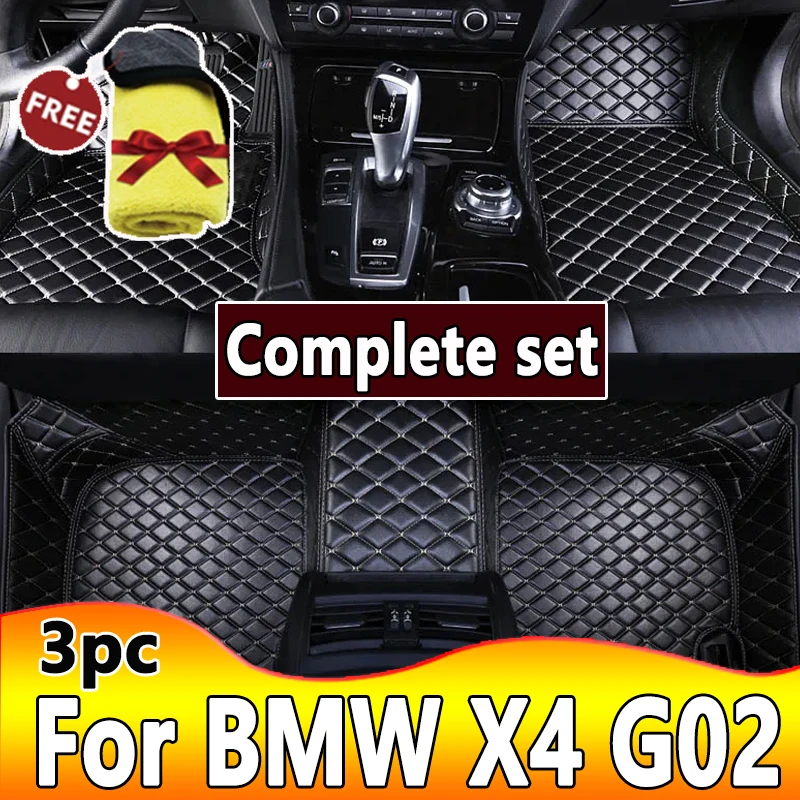 Car Floor Mats For BMW X4 G02 MK2 2019~2022 Rug Covers Leather Luxury Mat Anti Dirt Pad Carpet Car Accessories Interior Parts