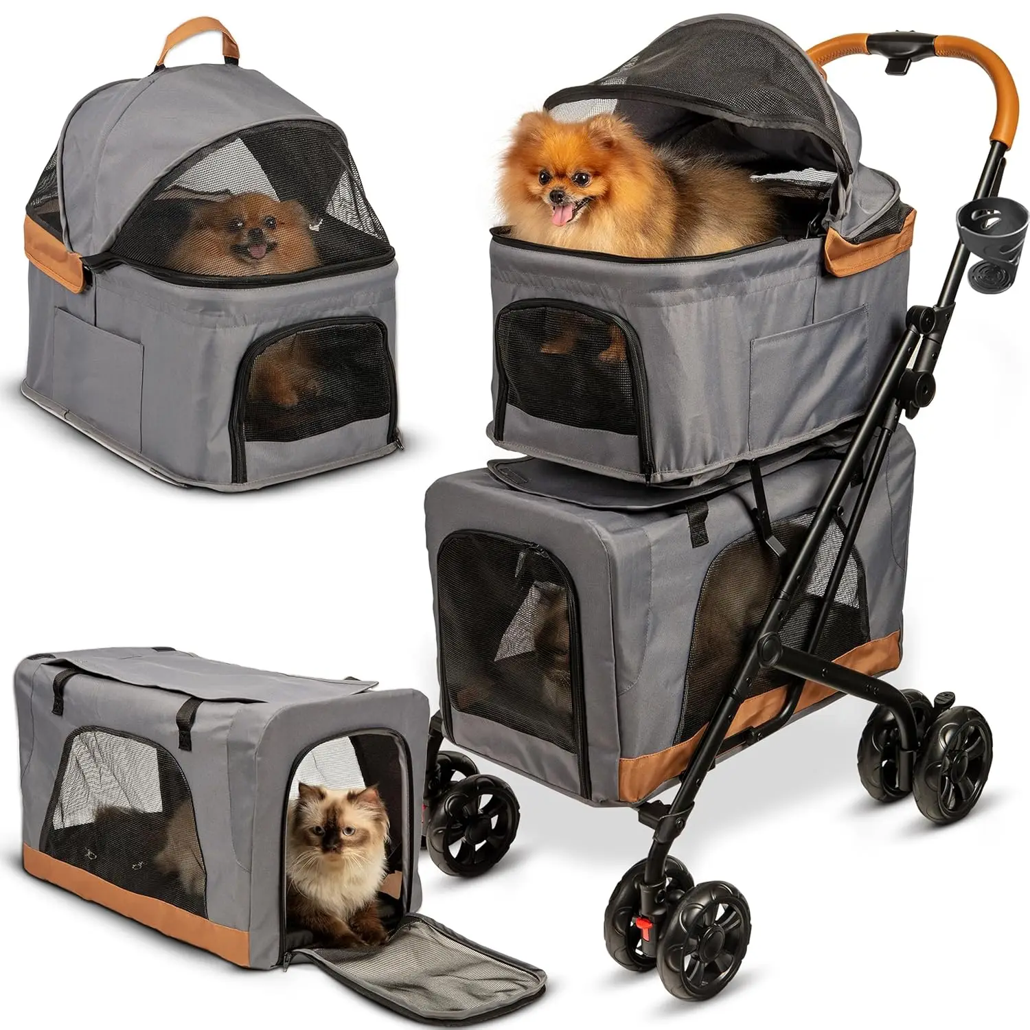 

Detachable Carriers - Ideal for 2 Dogs or Cats - Compact & Convenient Design - Easy Assembly Double Dog