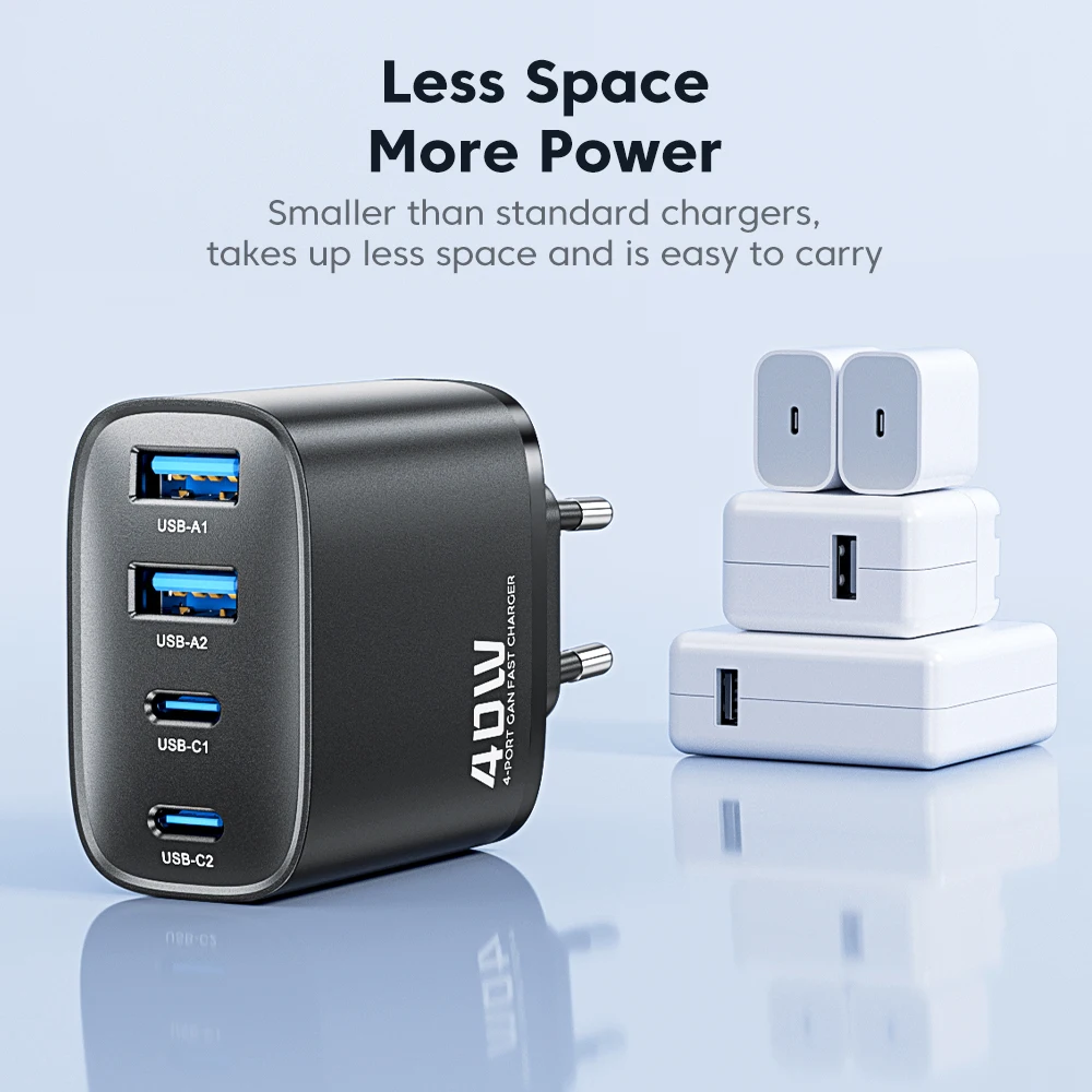 Toocki 40 واط GaN شاحن سريع QC4.0 PD3.0 AFC SCP 4 منفذ USB نوع C شاحن آيفون 16 15 14 سامسونج S25 S24 شاومي هواوي ممن لهم