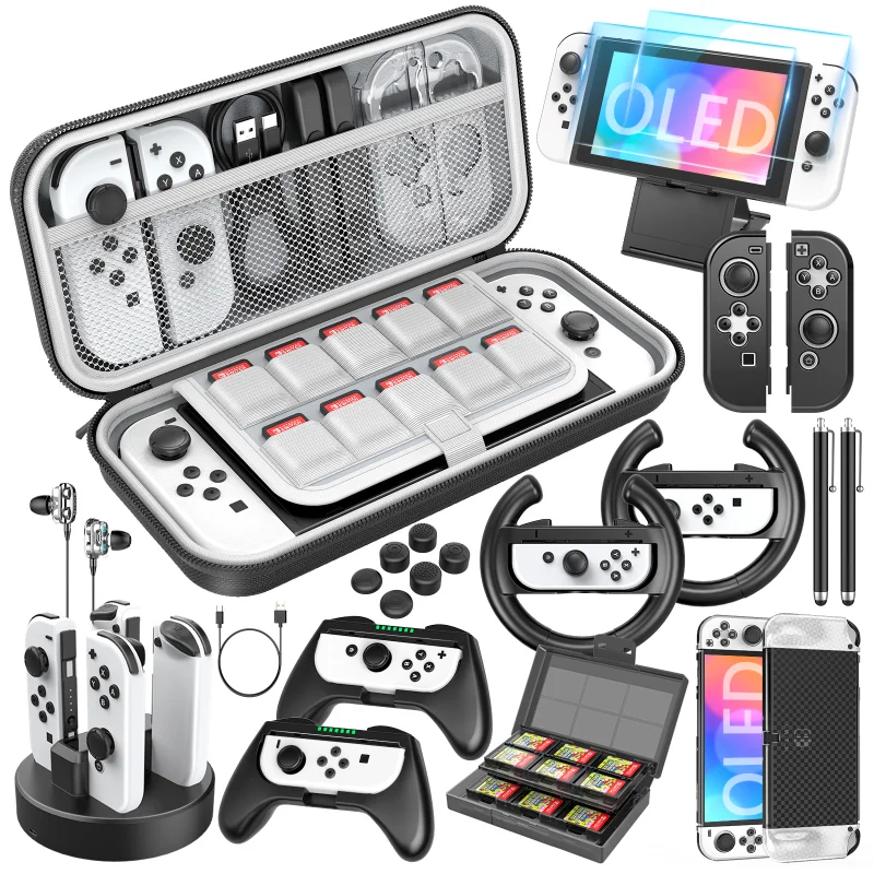 

HEYSTOP Switch OLED Accessories Bundle Compatible with 2022 Switch OLED Model Accessories Gift Kit with Carrying Case