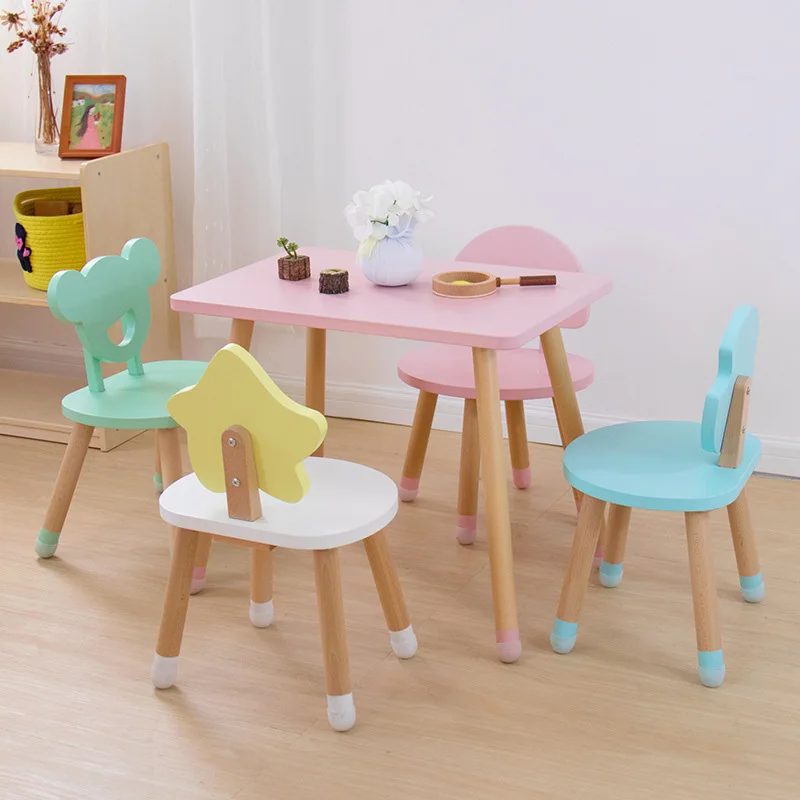 Modern Wooden Kids Chair Nursery Room Children's Furniture Playroom Preschool Kindergarten Reading Playing Cartoon Animal Chairs