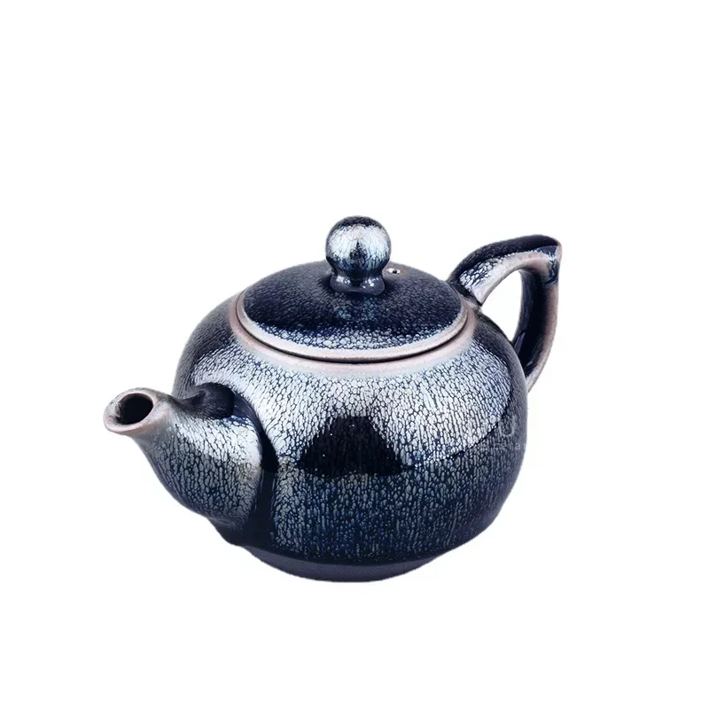 

Jianyang Jianzhan Silver Oil Drop Teapot, Tianmu Glaze Particle Spot Tea, Kung Fu Ceramic Tea Set