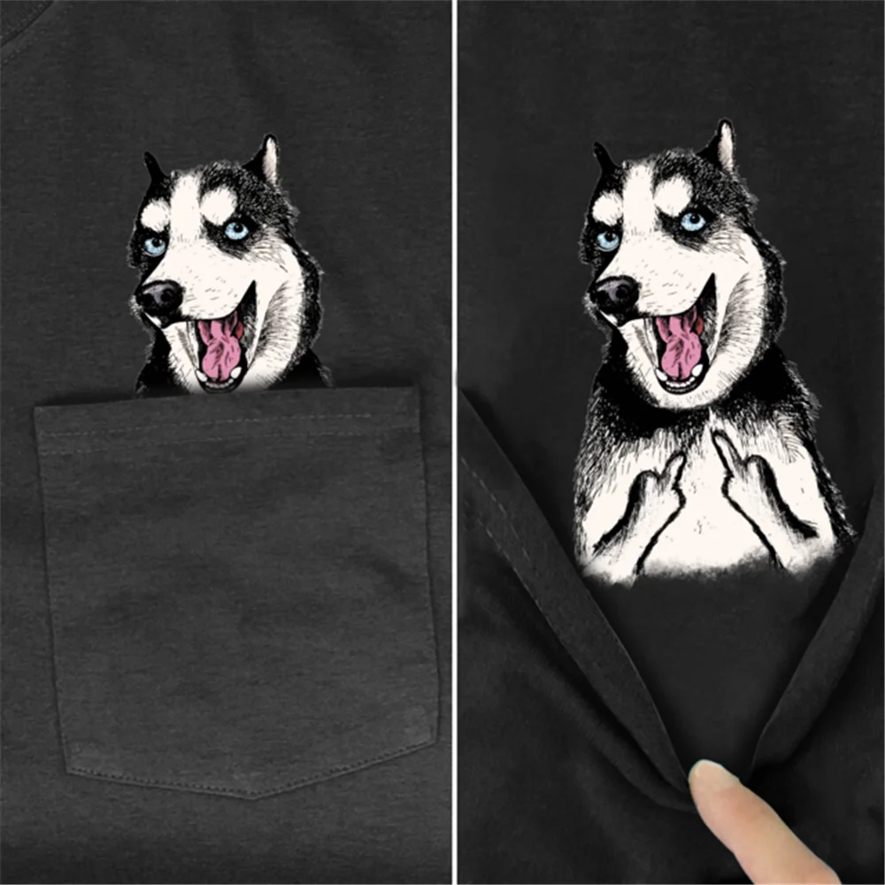 CLOOCL New Fashion Animals Cat Dog Pocket T-shirt Funny Harajuku Men Women Summer Casual Cotton Tee Short Sleeve Shirts S-7XL