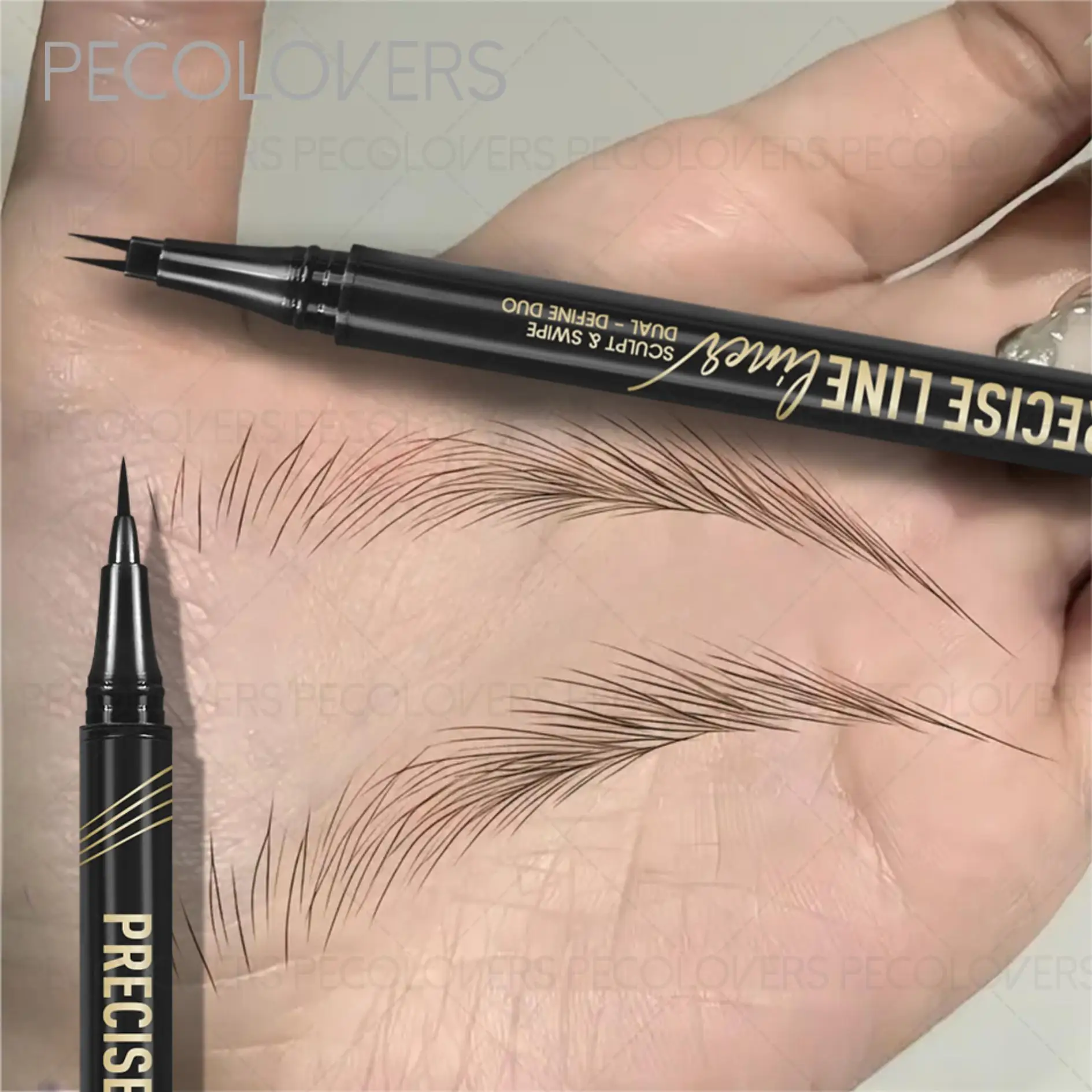 Dual-Ended Ultra-Fine Waterproof Eyeliner & Eyebrow Pencil - Quick-Dry, Sweat-Resistant, Smudge-Proof