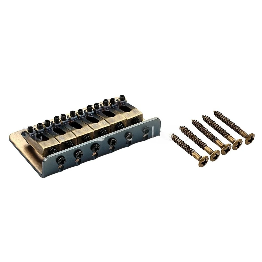 73mm Bronze Oblique Saddle Hardtail Guitar Bridge 6 String Fixed Tailpiece For Electric Guitar With Installation Screws
