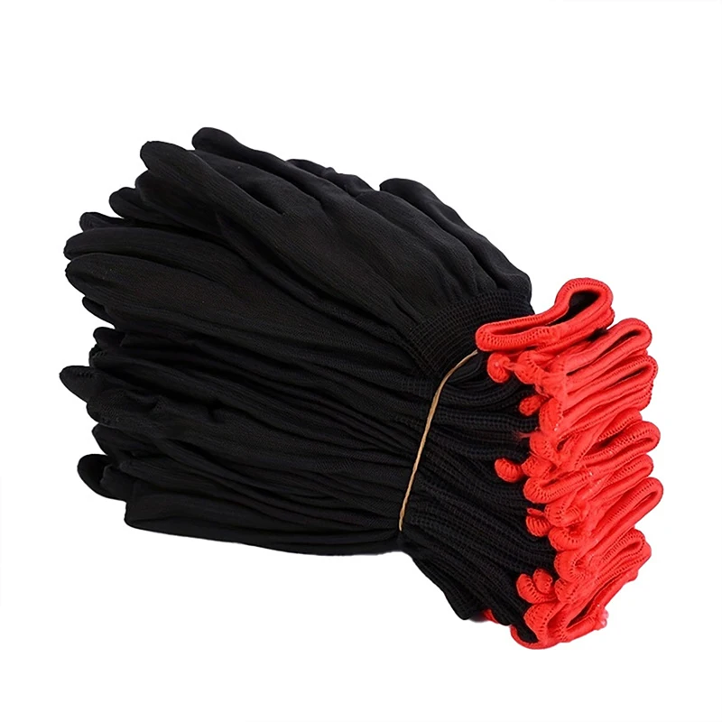 

6Pairs Breathable Nylon Garden Work Gloves Without PU Coating And Silicone Not Waterproof Durable For Excavation And Planting