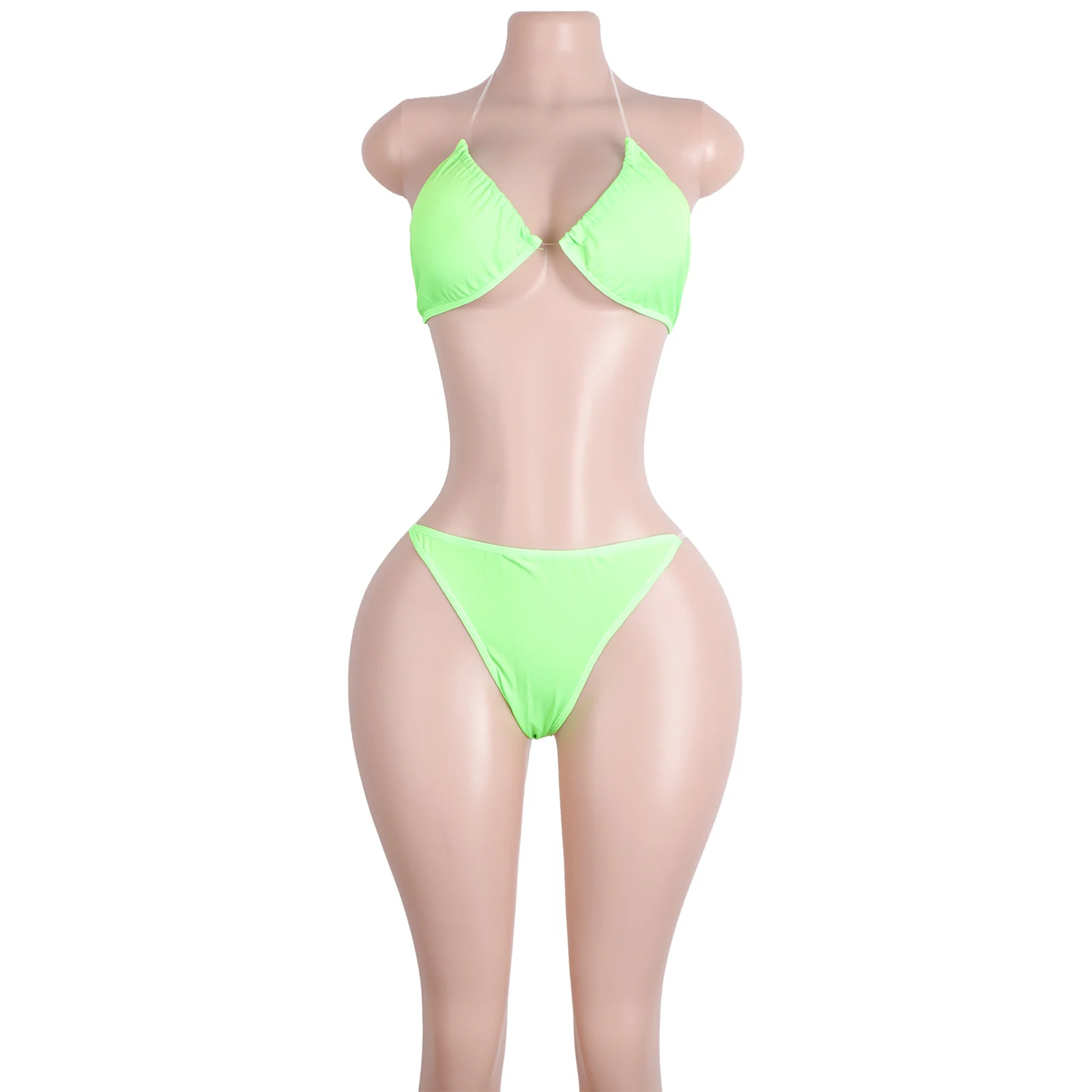 Bikinis Swimwear Halter Neck Design Cutout Detailing Elastic Straps Wholesale Beachwear Summer Outfits Apparel Exotic Dancewear