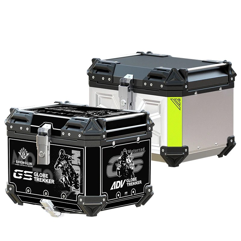 

Universal Motorcycle Scooter Aluminum Tail Box Trunk 45L Quick Release Waterproof Luggage Storage with Backrest Pad