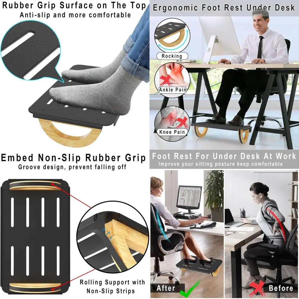 

Эргономичная деревянная подставка для ног для поддержки осанки и улучшения кровообращения, подставка для ног к офисному креслу для облегчения боли в спине