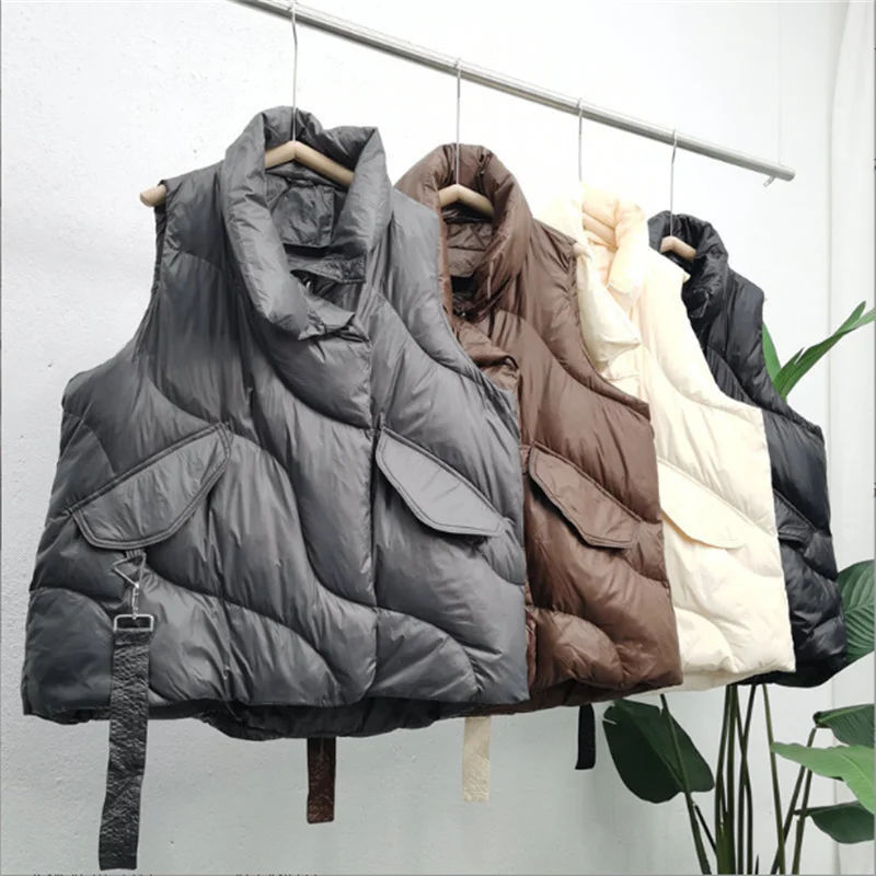 2022 Autumn Winter Fashion Oversize White Duck Down Vest Women Coats Female Loose Casual Puffer Jacket Female Soft Waistcoat