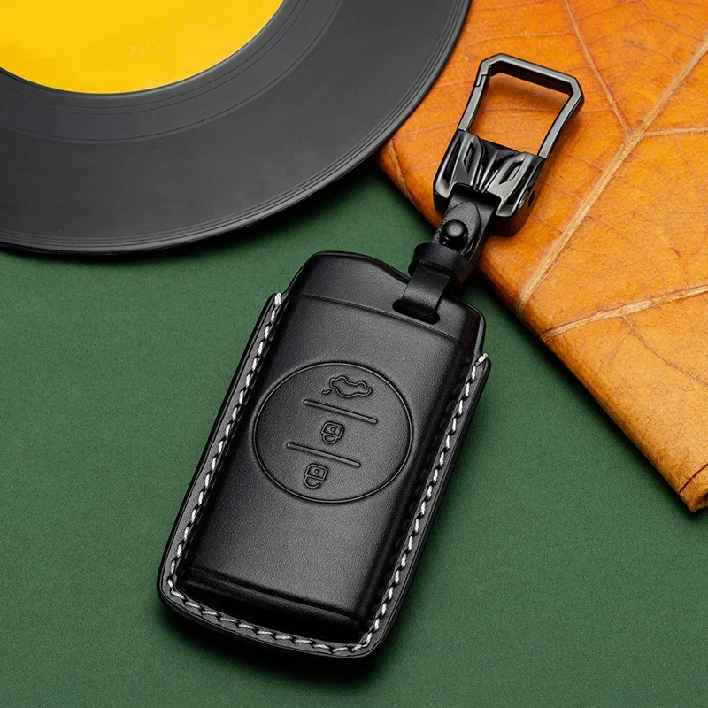 Black Green Brown Leather Car Remote Key Case Cover  Suitable For Exeed VX 2021 2022 2023