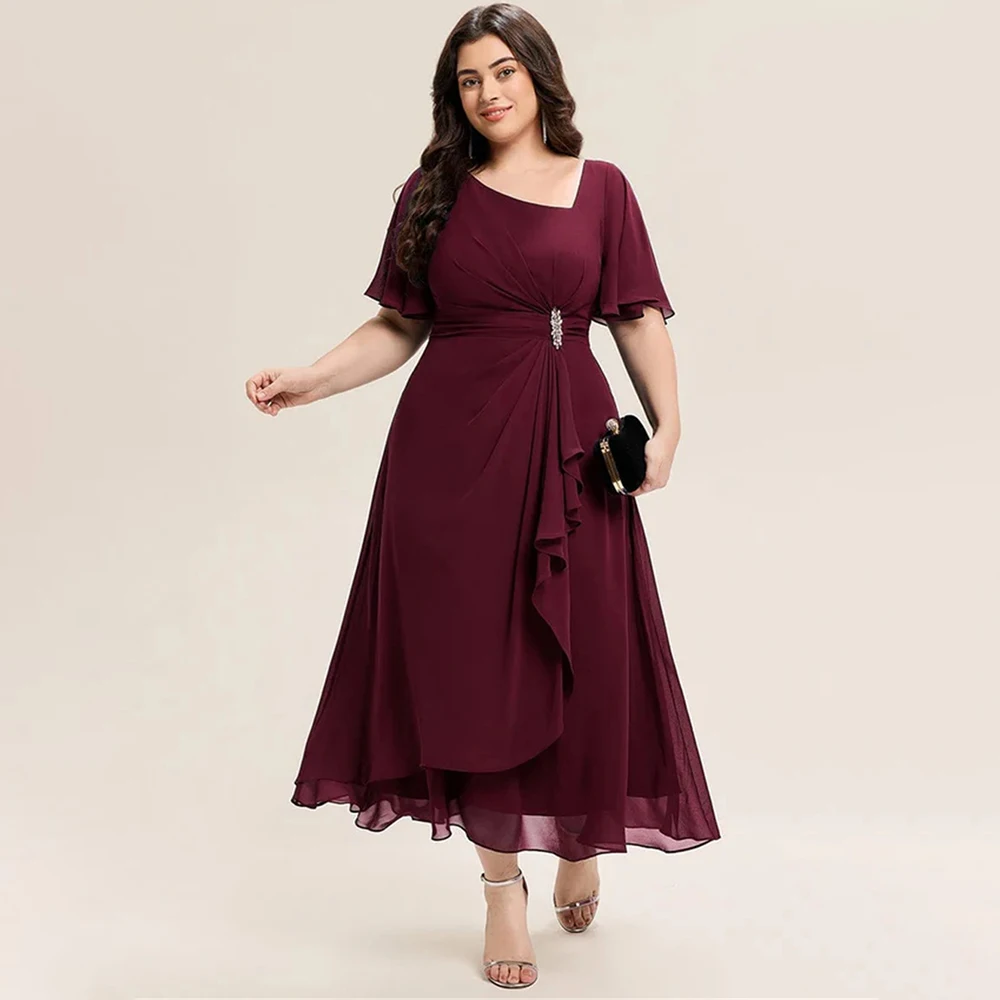 

Elegant Mother Of The Bride Dresses Square Neck Half Sleeve Formal Wedding Party Women's Evening Prom Gowns On Clearance Sale